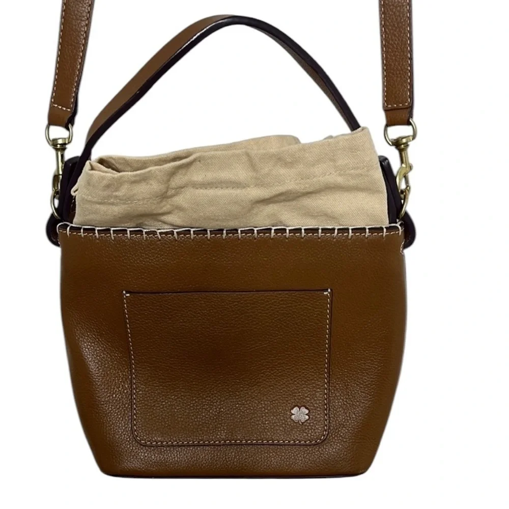 Lucky Brand Tan Leather Cloth Small Crossbody Bag